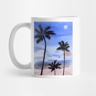 Palm Trees at Night Watercolor Art Mug